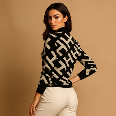 Sueter de mujer cuello alto estampado - Doriane