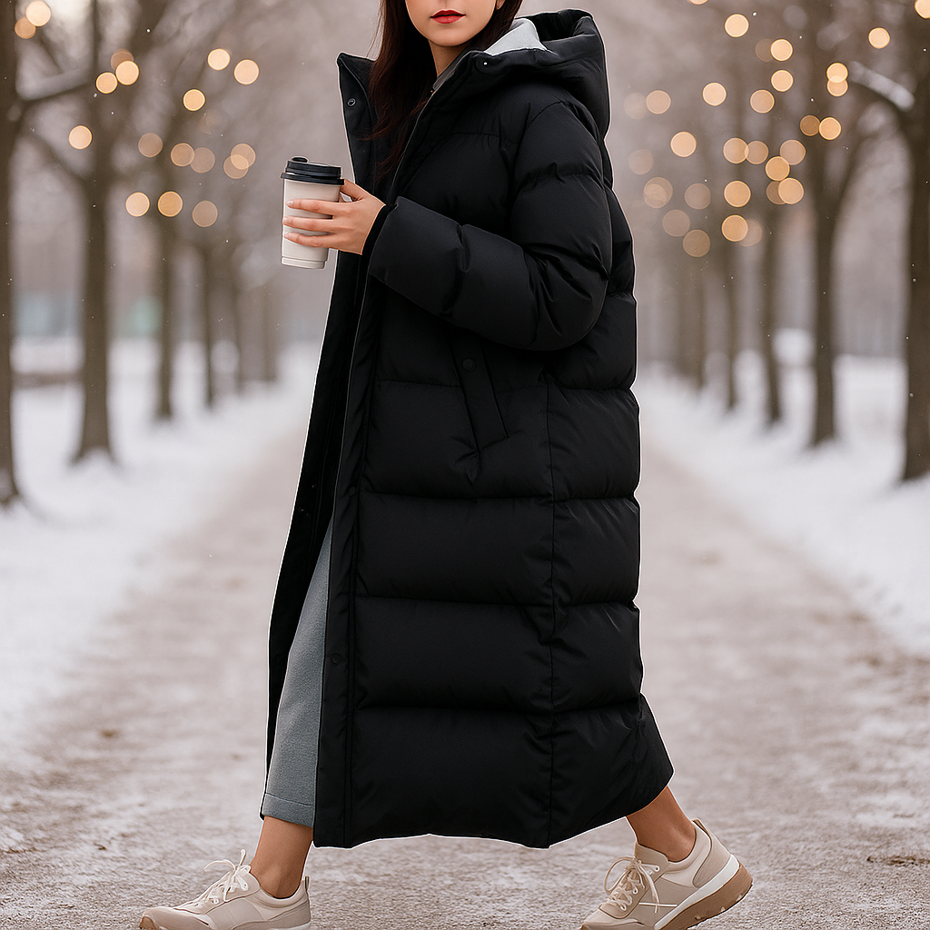 Abrigo acolchado largo de invierno en blanco - Mirna