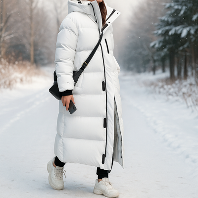 Abrigo acolchado largo de invierno en blanco - Mirna