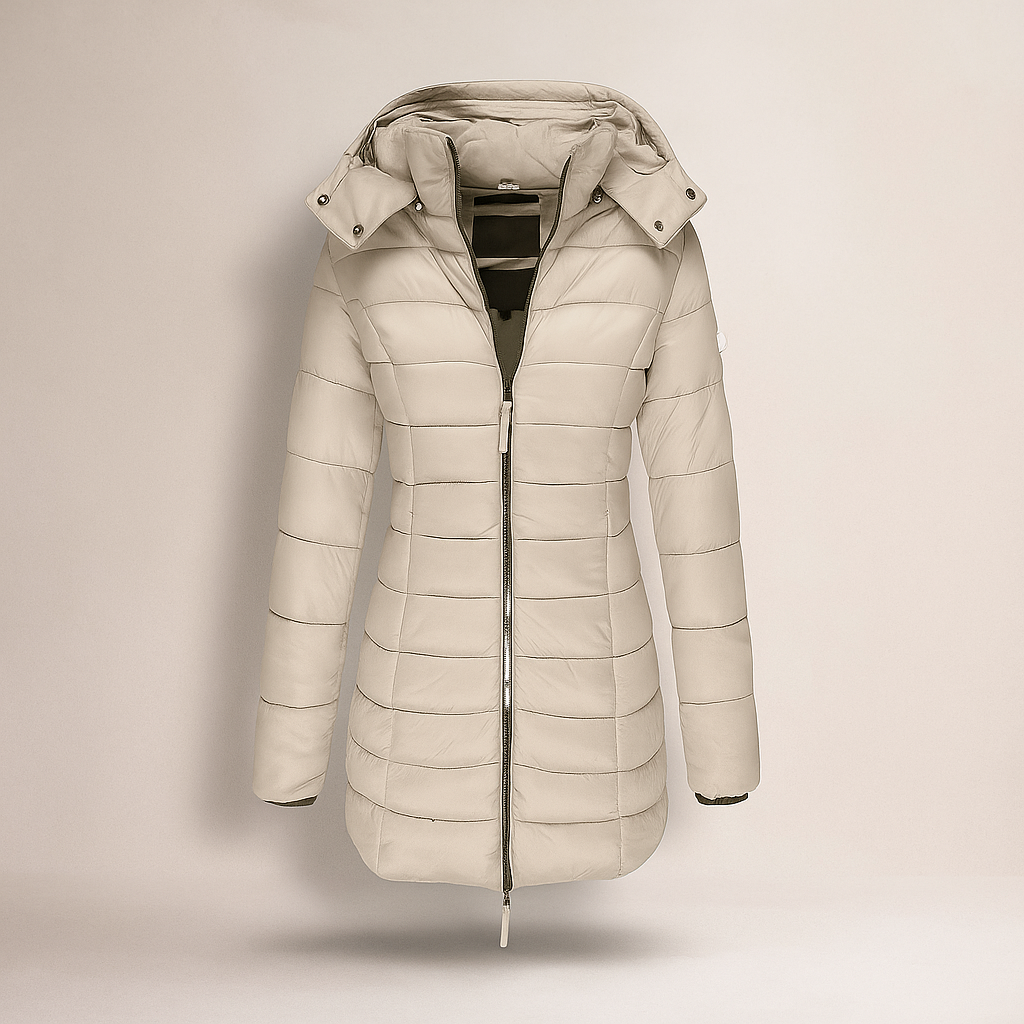 Abrigo acolchado largo con capucha desmontable - Mara