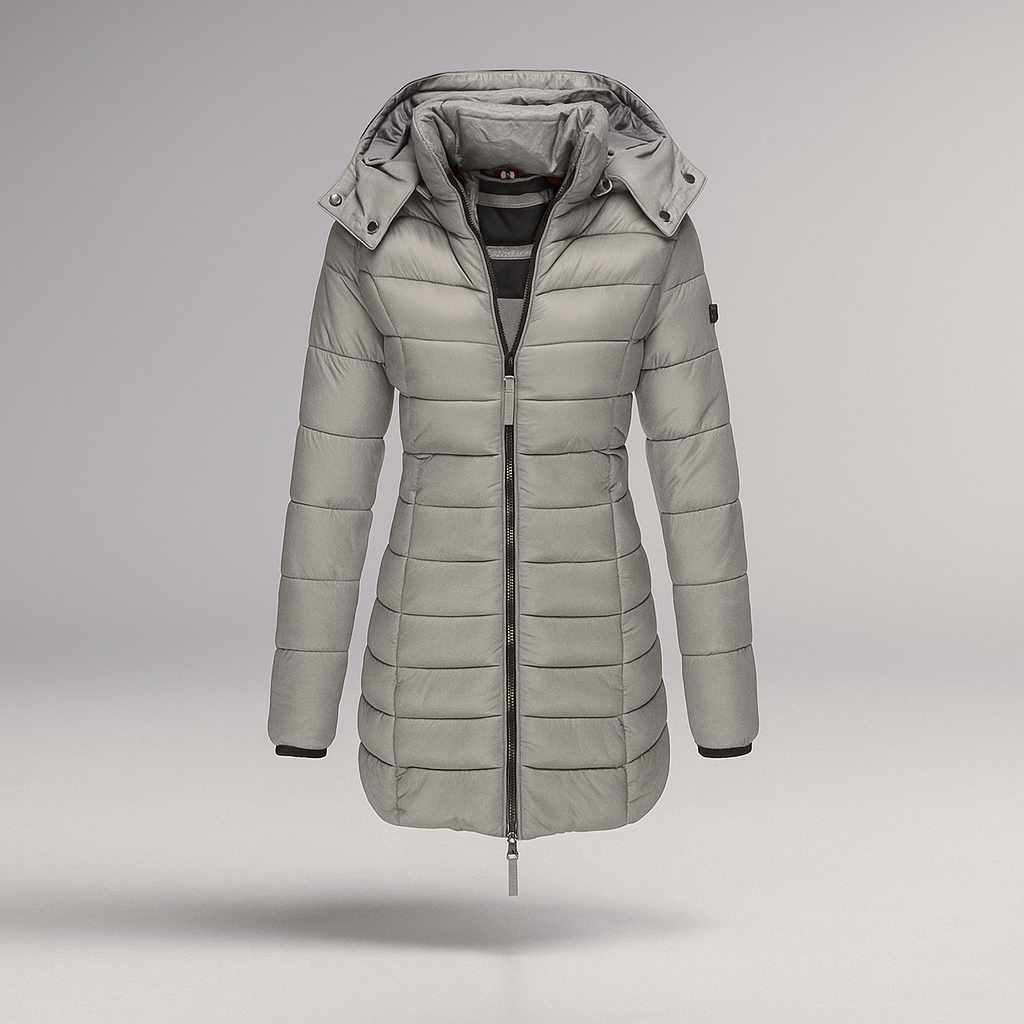 Abrigo acolchado largo con capucha desmontable - Mara