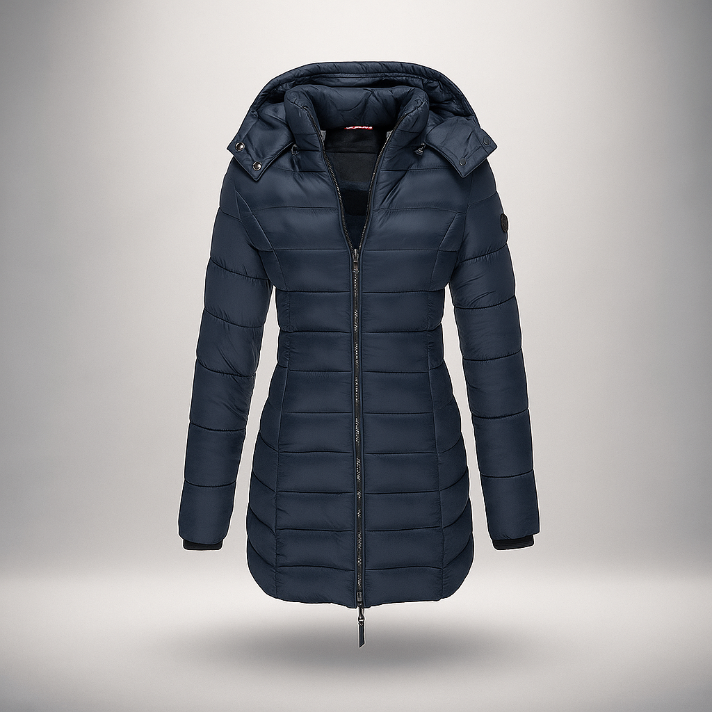 Abrigo acolchado largo con capucha desmontable - Mara