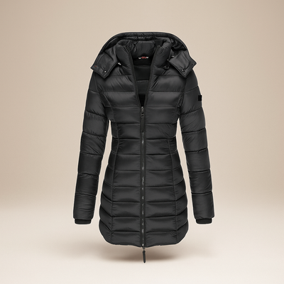 Abrigo acolchado largo con capucha desmontable - Mara