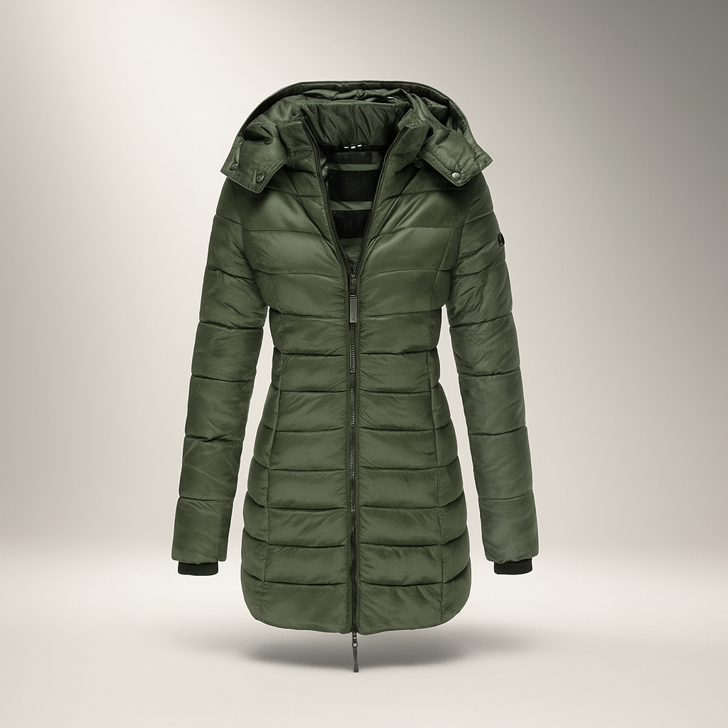 Abrigo acolchado largo con capucha desmontable - Mara