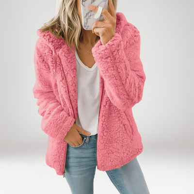 Chaqueta de borrego para mujer con capucha - Mar