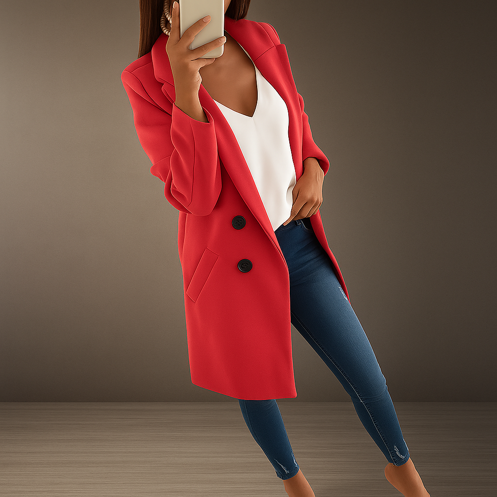 Abrigo elegante mujer de estilo moderno con solapas - Irina