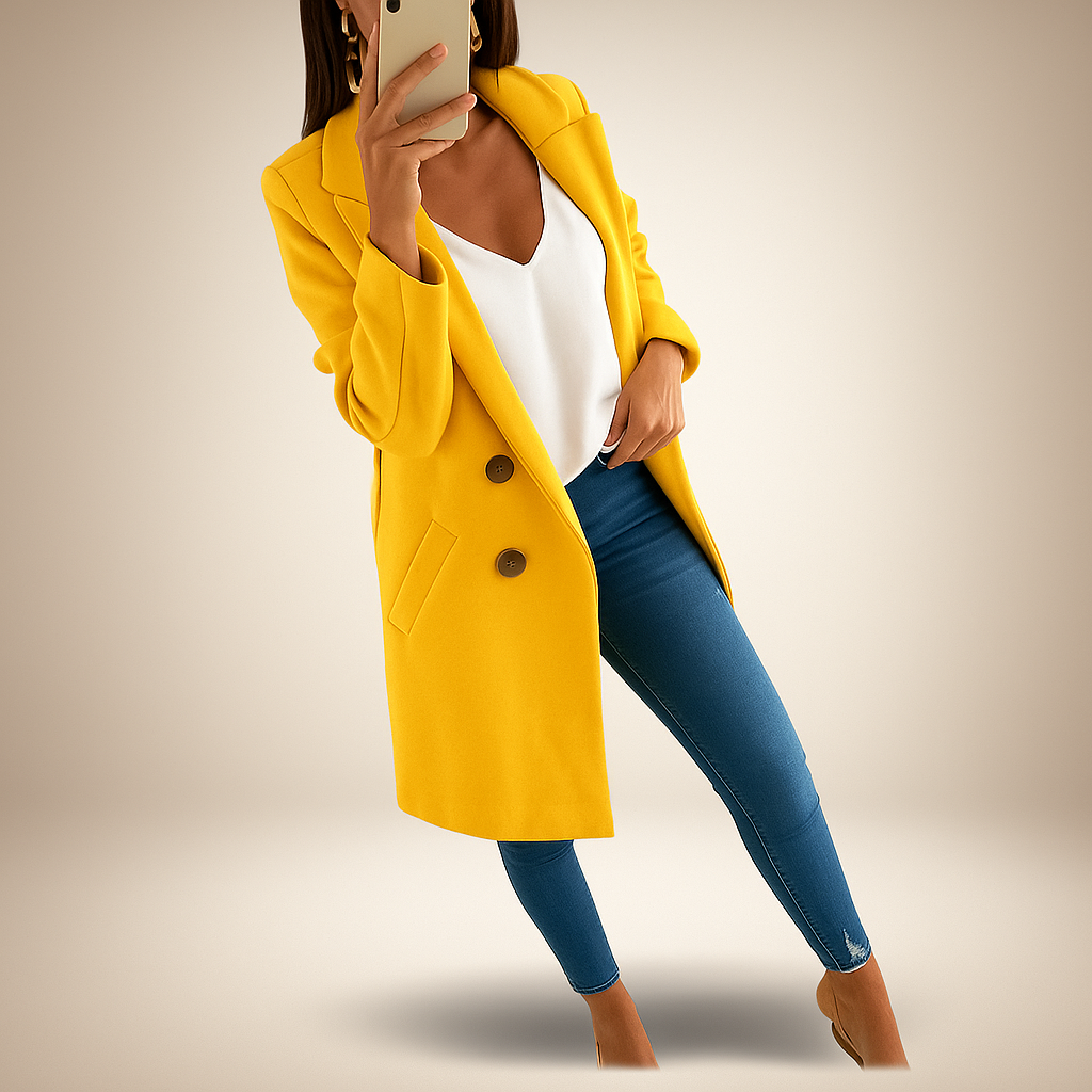 Abrigo elegante mujer de estilo moderno con solapas - Irina