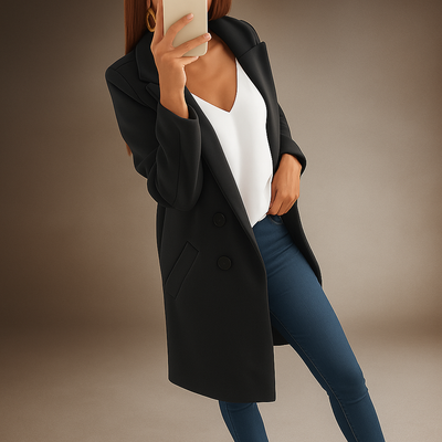 Abrigo elegante mujer de estilo moderno con solapas - Irina