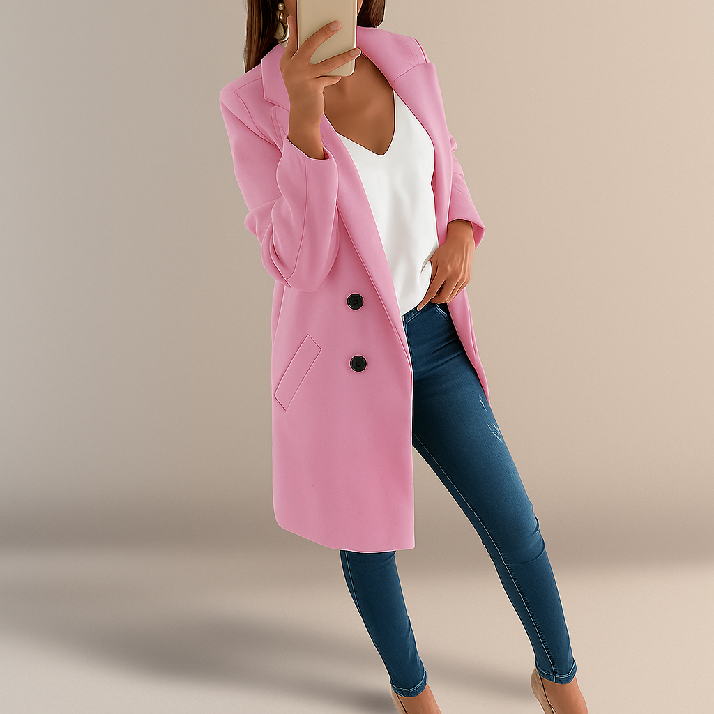 Abrigo elegante mujer de estilo moderno con solapas - Irina