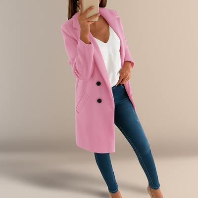 Abrigo elegante mujer de estilo moderno con solapas - Irina