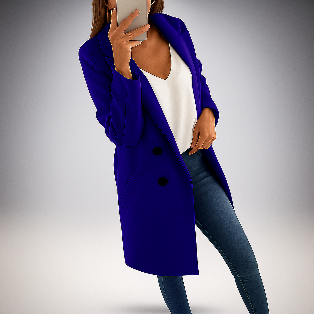 Abrigo elegante mujer de estilo moderno con solapas - Irina