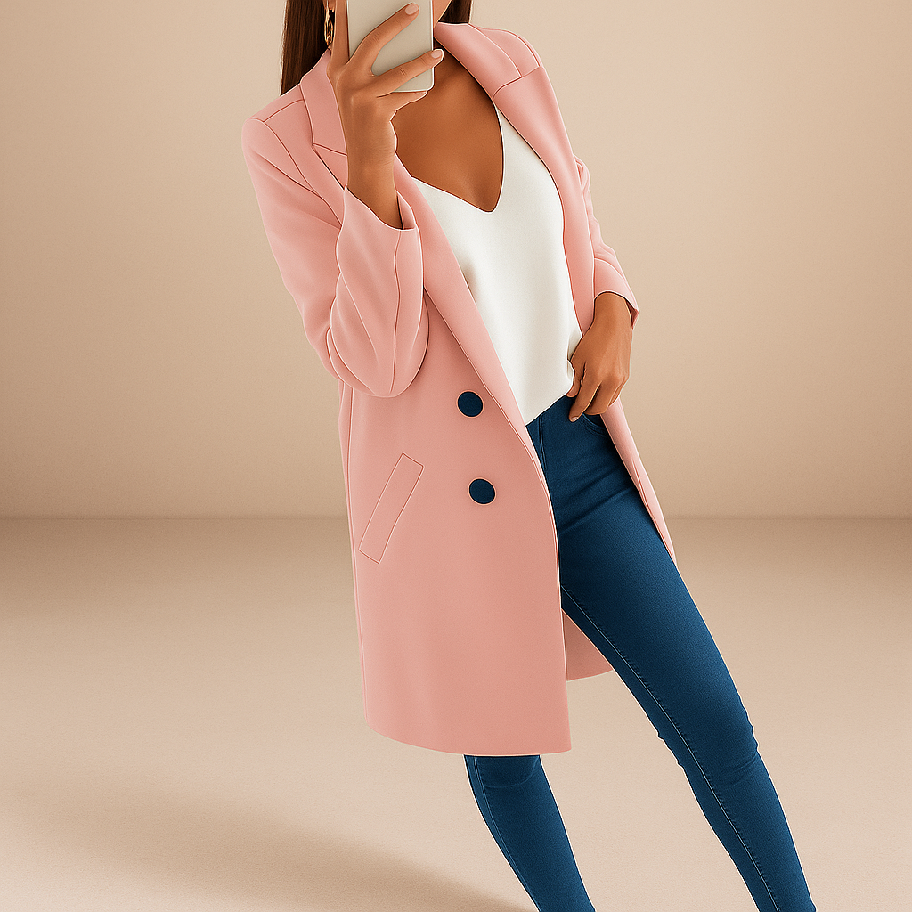 Abrigo elegante mujer de estilo moderno con solapas - Irina