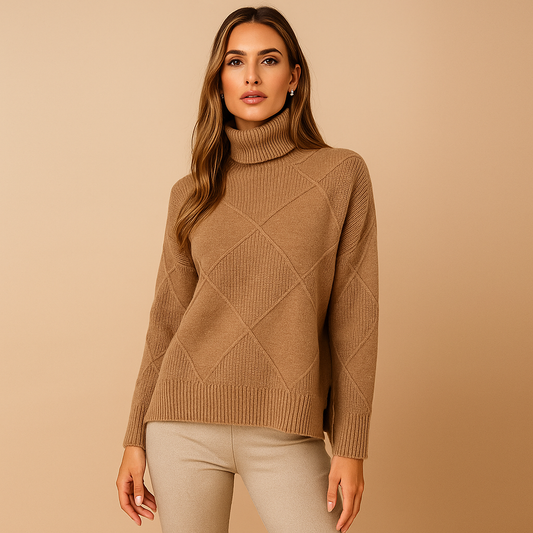 Sueter mujer cuello alto diseño geometrico punto calido - Kamala