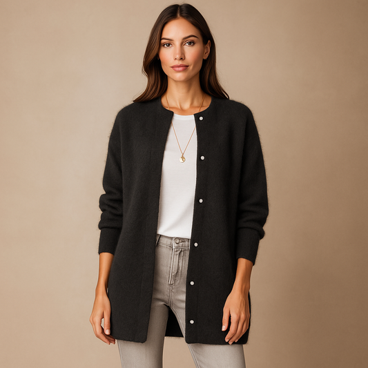 Cardigan mujer largo botones frontales estilo minimalista - Clara