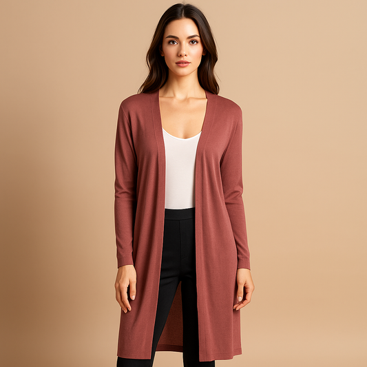 Cardigan mujer largo abierto estilo minimalista - Lang