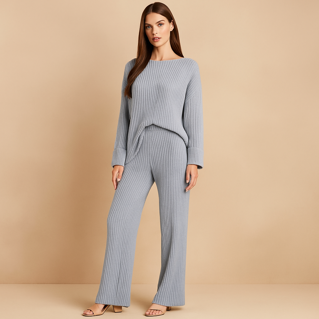 Conjunto mujer punto canale sueter y pantalon ancho - Seforah