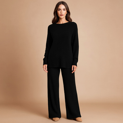 Conjunto mujer punto canale sueter y pantalon ancho - Seforah