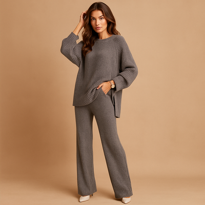 Conjunto mujer punto canale sueter y pantalon ancho - Seforah