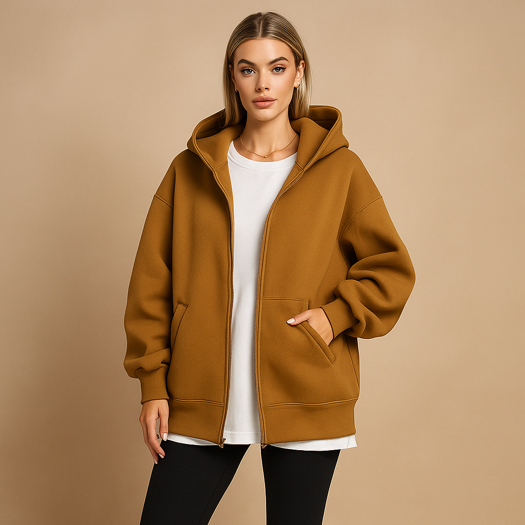 Sudadera mujer oversize con capucha cremallera completa - Yeni