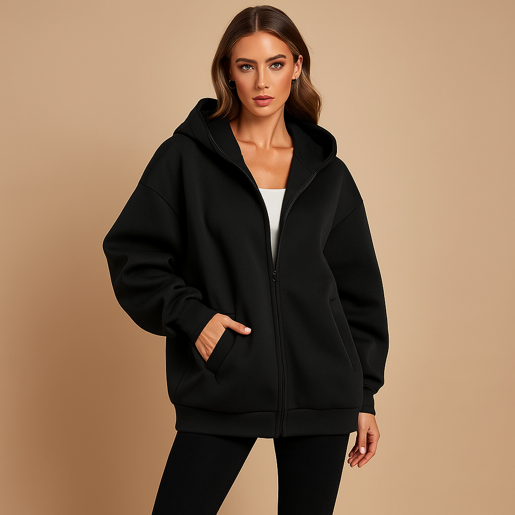 Sudadera mujer oversize con capucha cremallera completa - Yeni