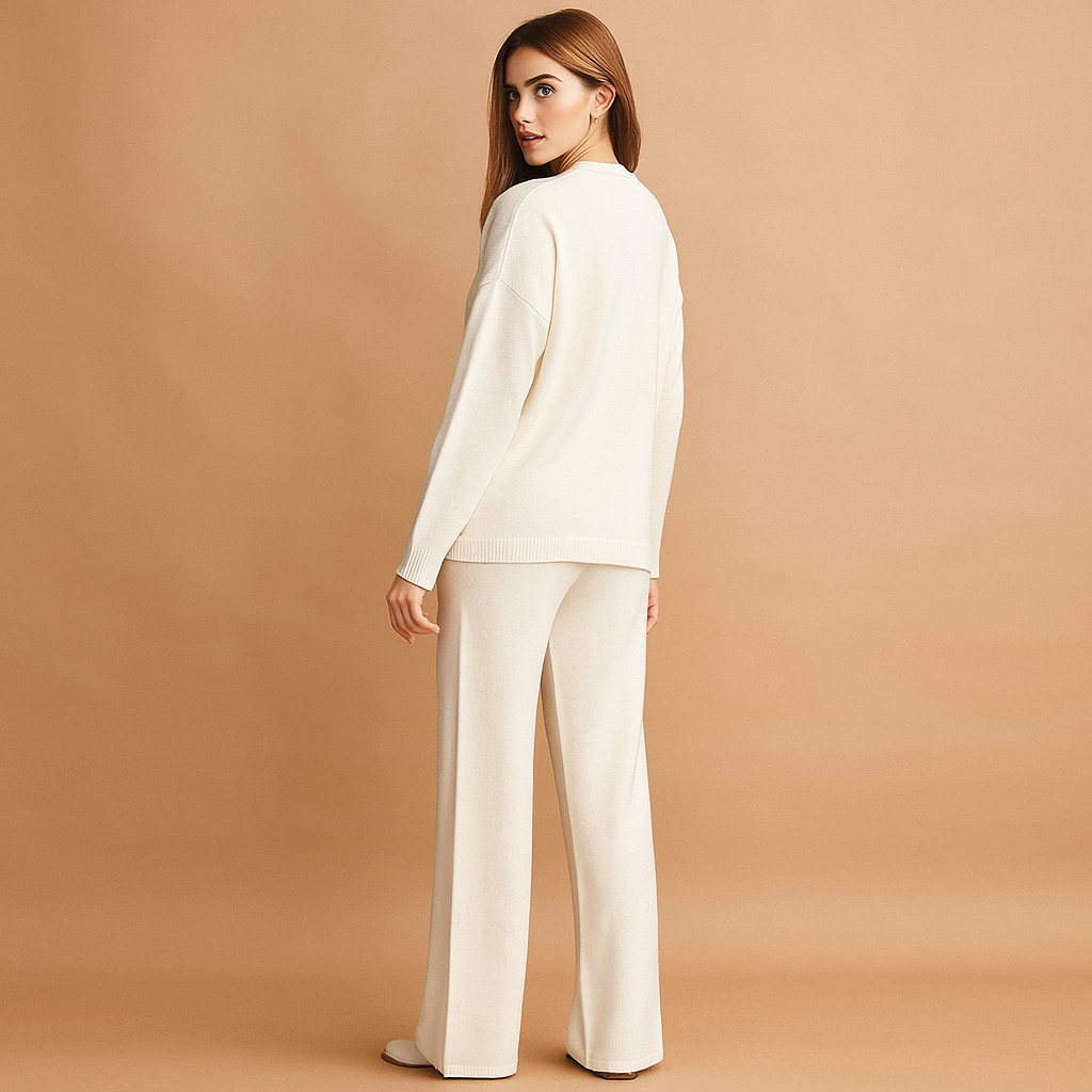 Conjunto mujer punto sueter y pantalon ancho - Aveline