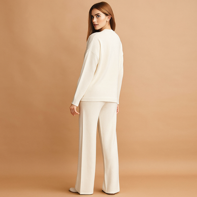 Conjunto mujer punto sueter y pantalon ancho - Aveline