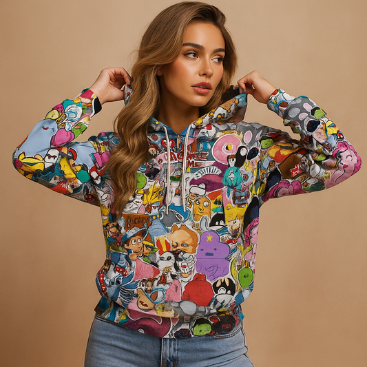 Sudadera mujer estampada con capucha diseño dibujos - Arlet