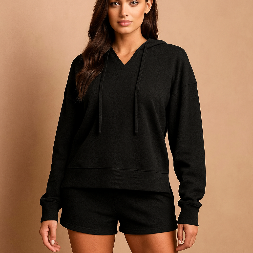 Conjunto mujer sudadera con capucha y shorts - Livia