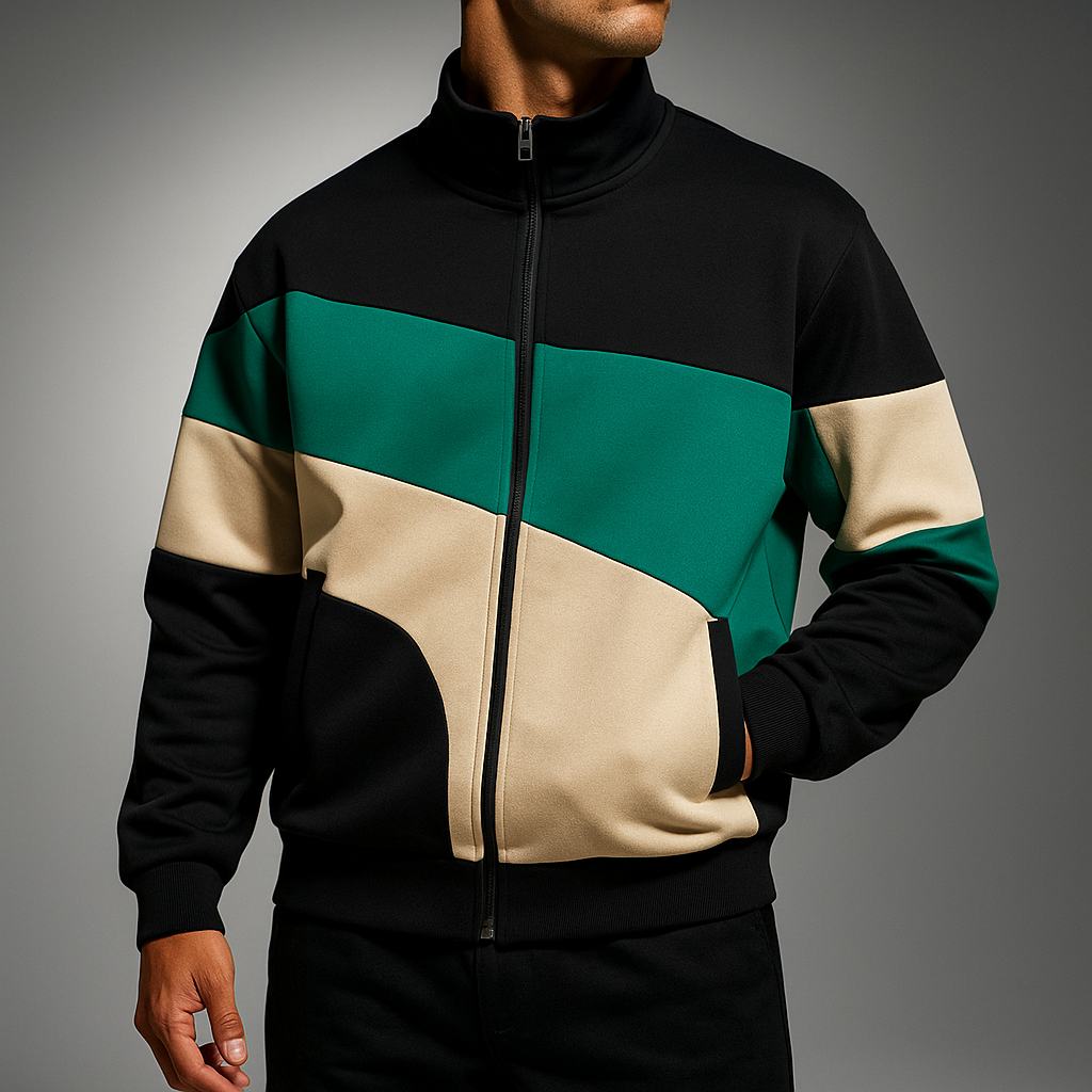 Chaqueta deportiva vegana con cremallera y bloques de color - Ardan