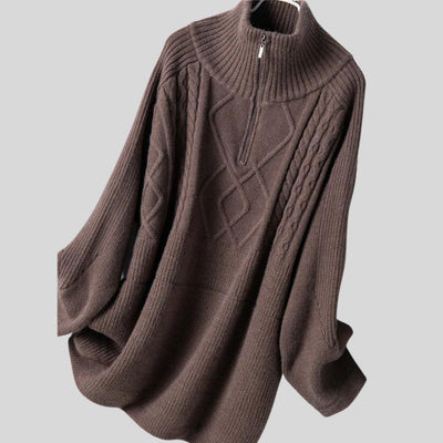 Hanna - Jersey de cuello alto con diseño geométrico de punto trenzado