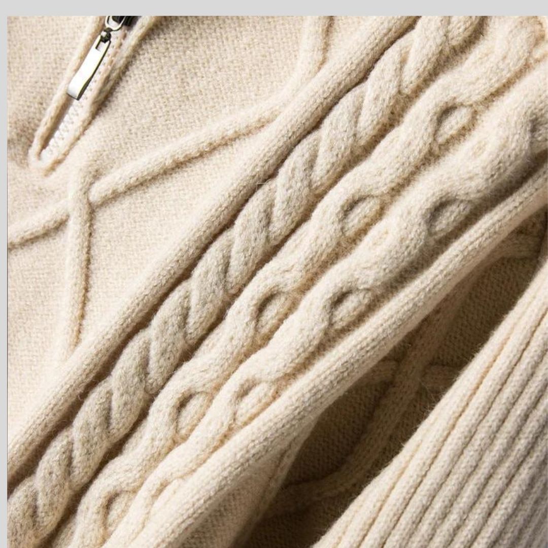 Hanna - Jersey de cuello alto con diseño geométrico de punto trenzado