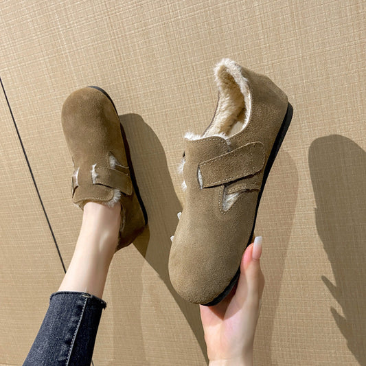 Zapatos tipo zueco con forro interior de felpa para mujer - Yadhi