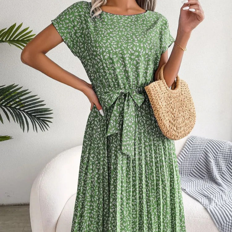 Vestido midi para mujer floral plisado estilo casual - Julieta