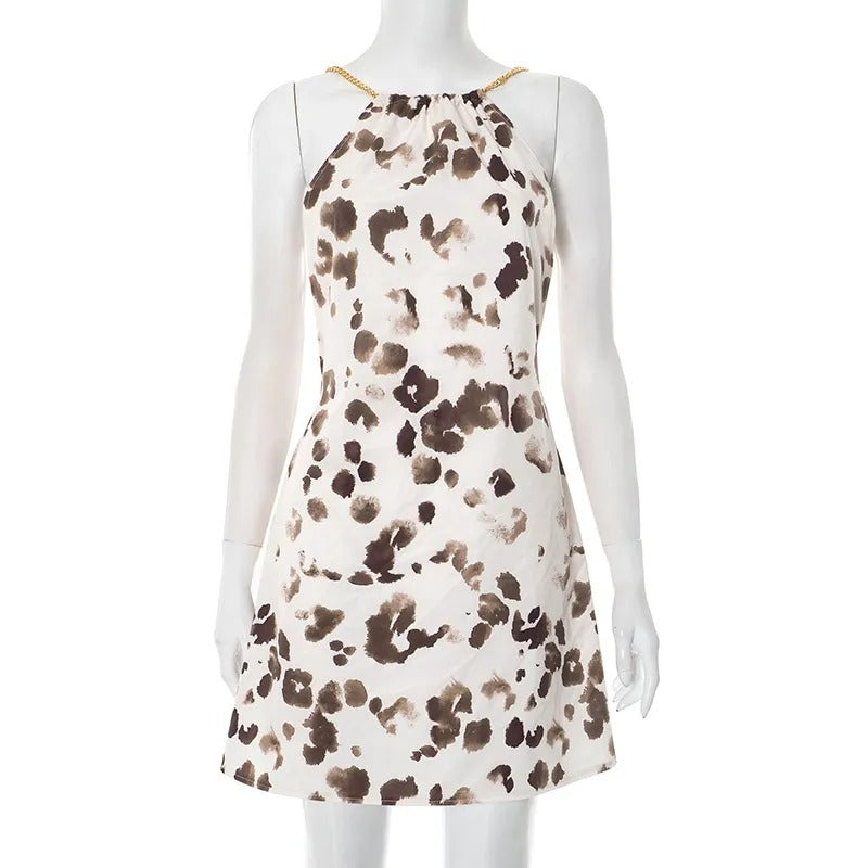 Vestido corto mujer tirantes cadena escote halter - Camila