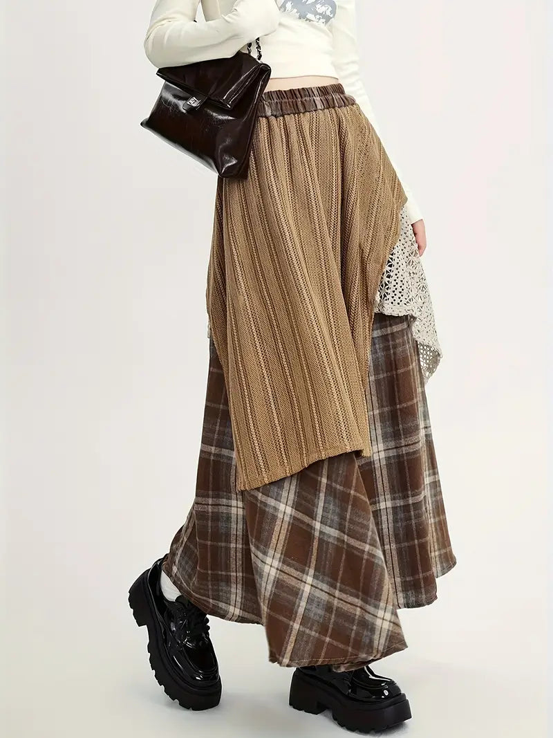 Falda larga trapecio asimétrica, elegante y moderna, perfecta para un look moderno y femenino