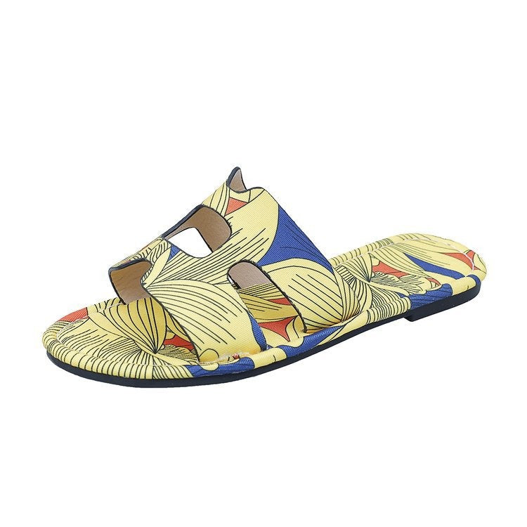 Sandalias planas mujer diseño tropical multicolor - Kaia