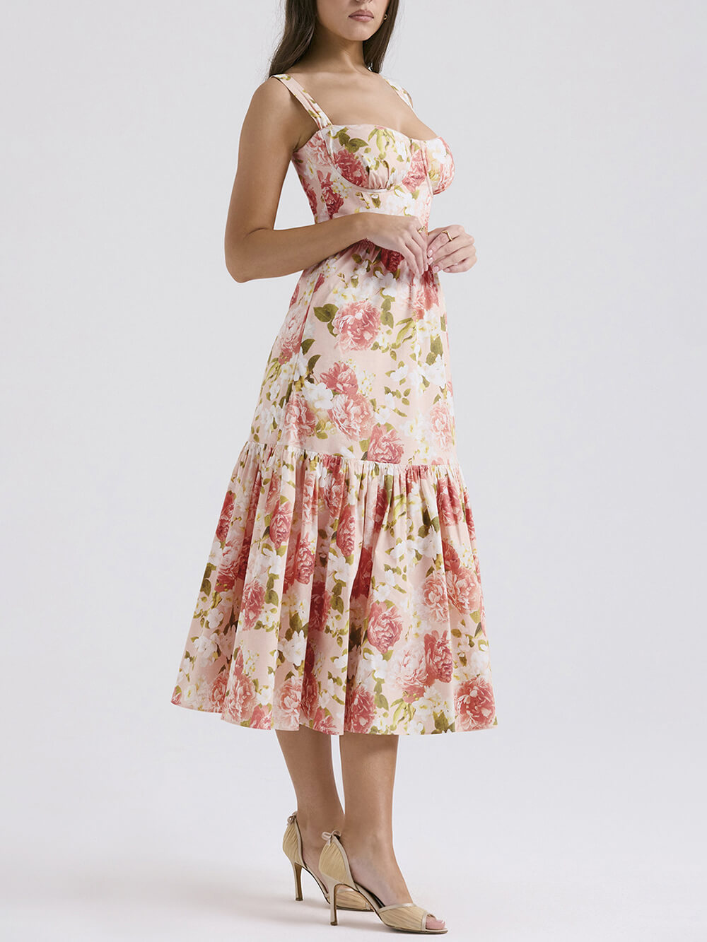 Fryda - Suave vestido floral halter midi