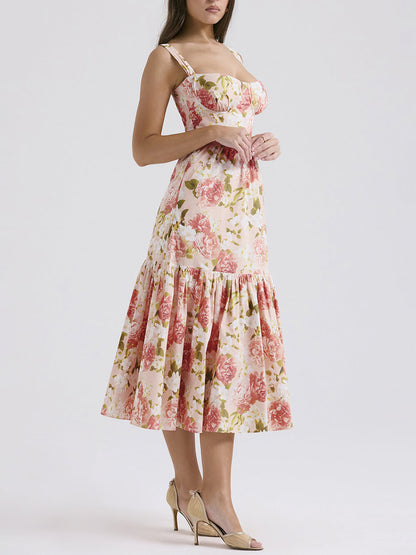 Fryda - Suave vestido floral halter midi