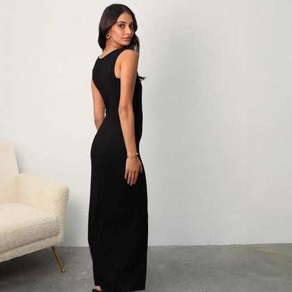 Vestido largo para mujer de canalé sin mangas estilo ajustado - Julieta