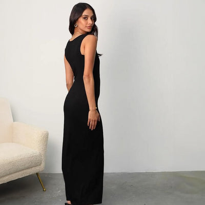 Vestido largo para mujer de canalé sin mangas estilo ajustado - Julieta