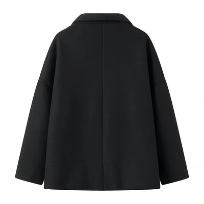 Abrigo cruzado de mujer con solapa amplia - Rebeca