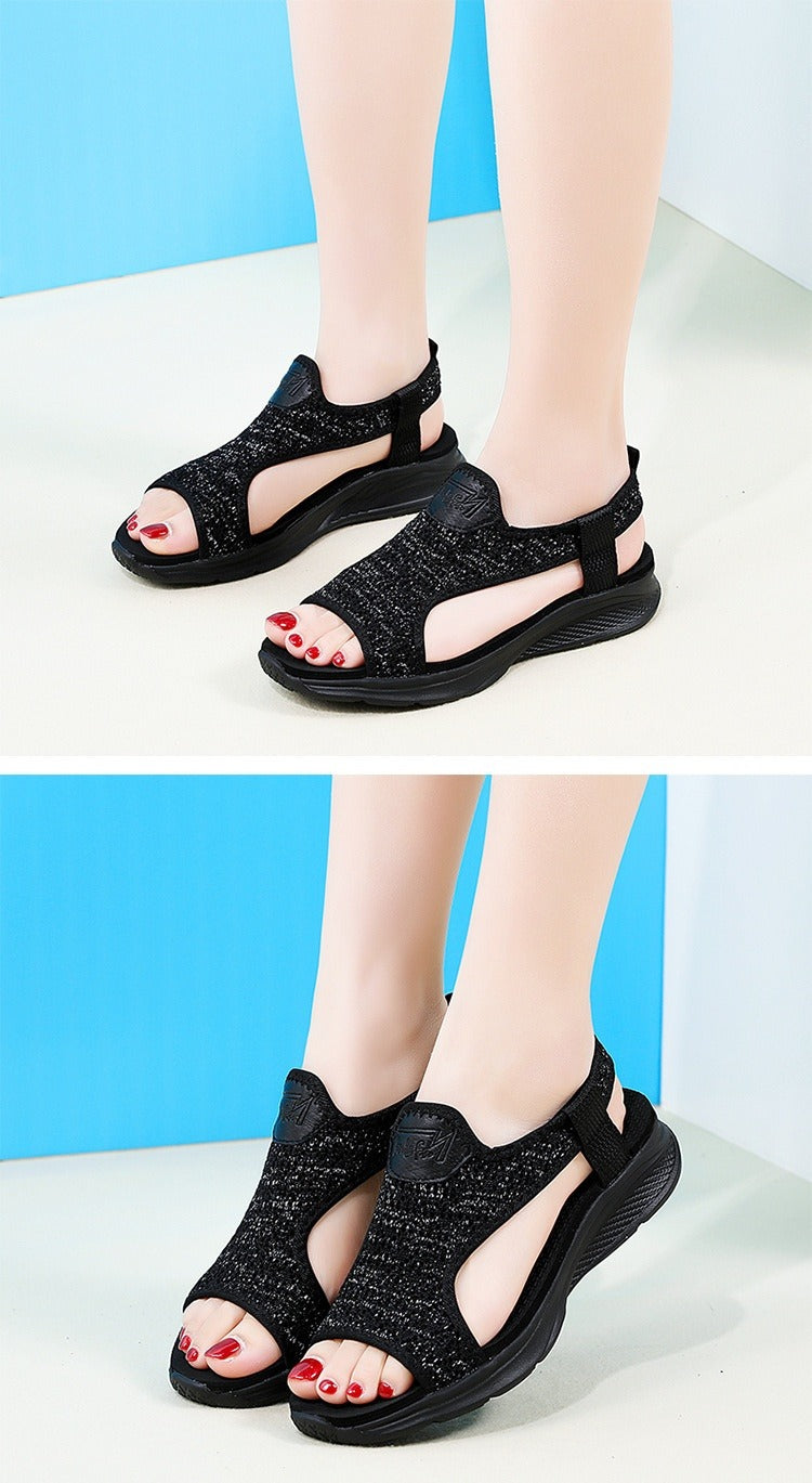 Sandalias deportivas mujer suela ligera tejido transpirable negro - Naira