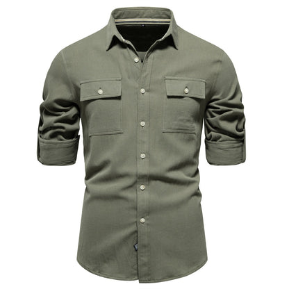 Camisa para hombre de algodón bolsillos frontales estilo casual - Nicolás