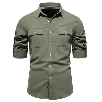 Camisa para hombre de algodón bolsillos frontales estilo casual - Nicolás