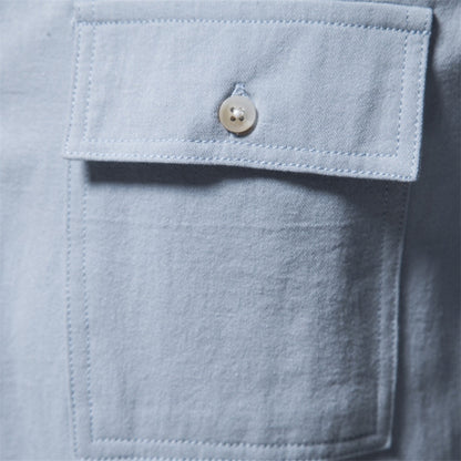 Camisa para hombre de algodón bolsillos frontales estilo casual - Nicolás