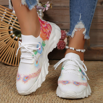 Zapatillas para mujer tejido transpirable con estampado floral - Julieta
