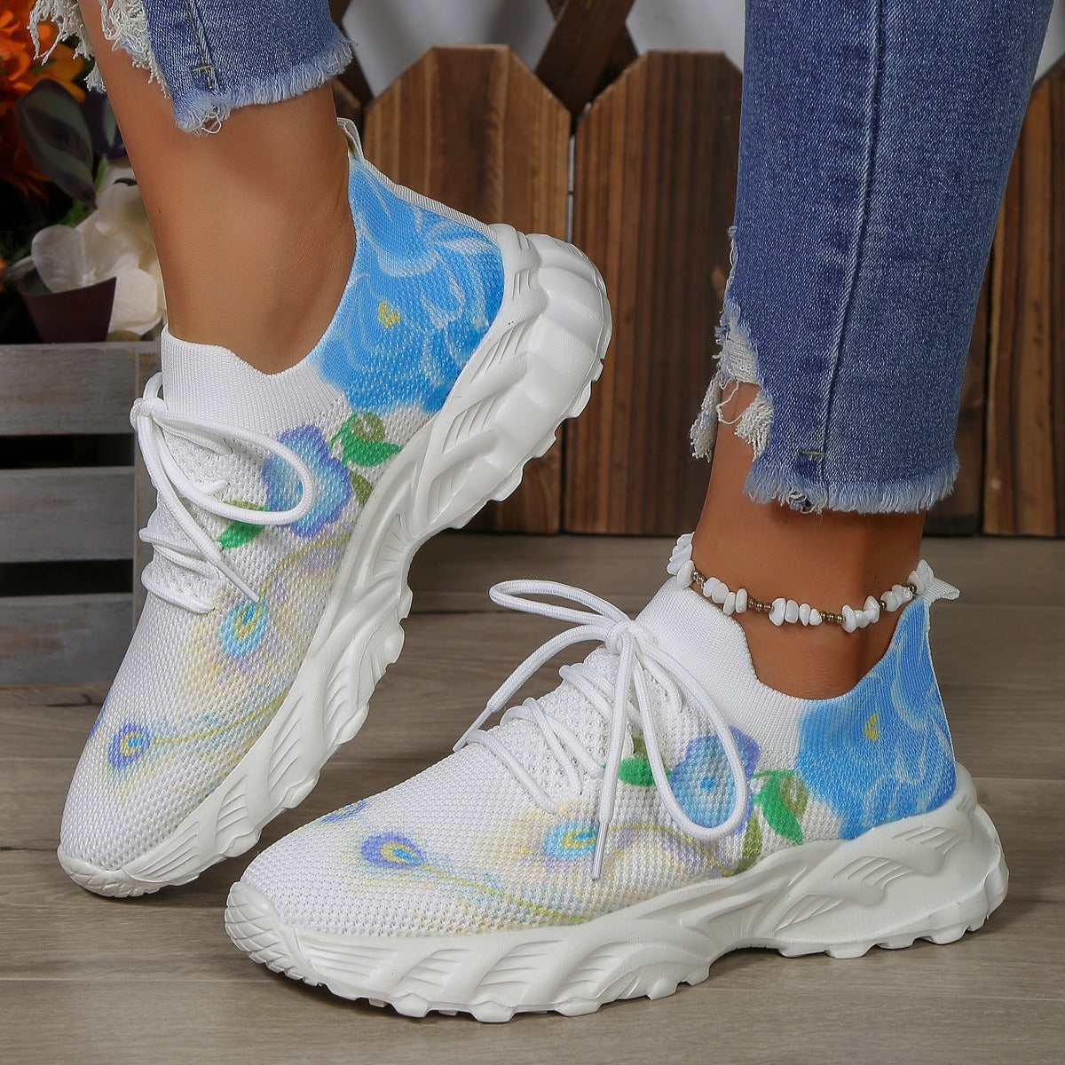 Zapatillas para mujer tejido transpirable con estampado floral - Julieta