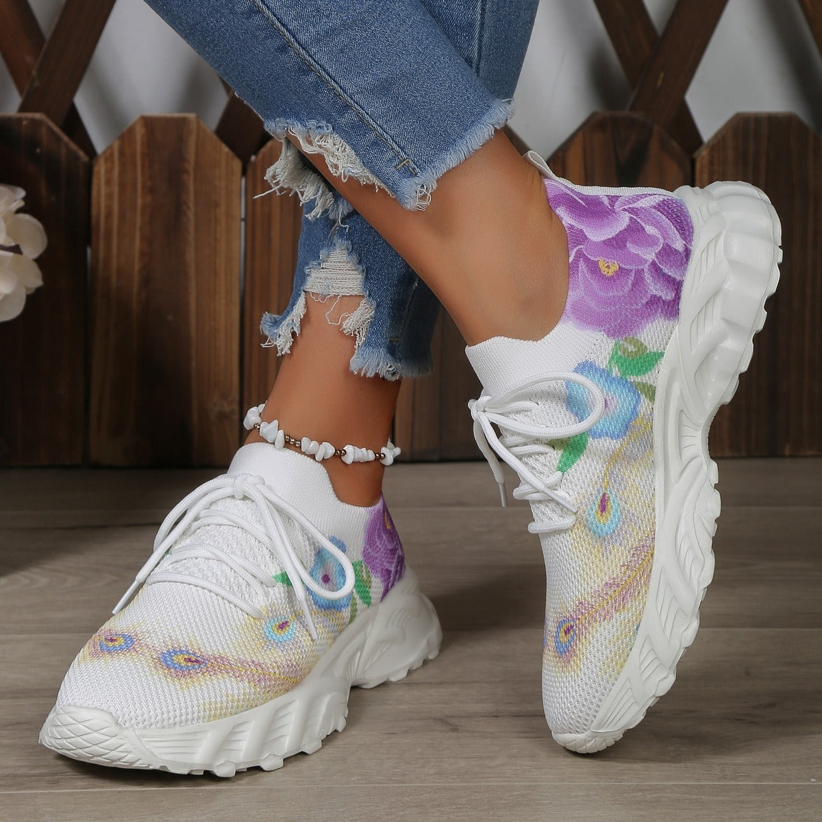 Zapatillas para mujer tejido transpirable con estampado floral - Julieta