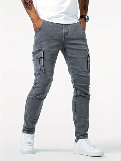 Pantalón cargo hombre ajustado denim elástico azul claro - Denver