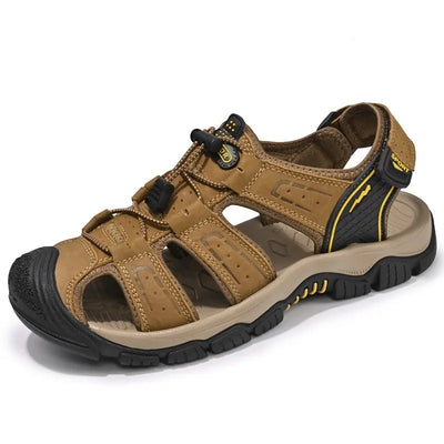 Sandalias outdoor hombre cuero transpirable marrón - Dakar